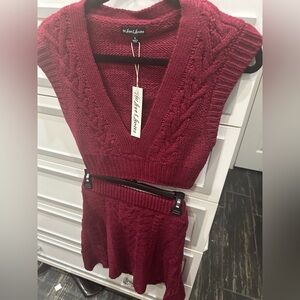 For Love And Lemons Burgundy Knit Skirt Set